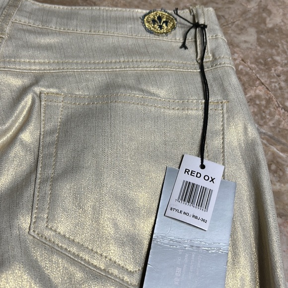 RED -OX   VTG SHINY SKINNY FIT STRETCH JEANS . Handmade . Size 7/8 low rise - Picture 12 of 12